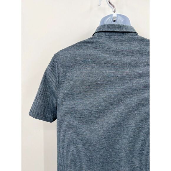 Lululemon Evolution Polo Men's Small Shade Stripe Indochine Blue Heathered Black - Picture 9 of 12